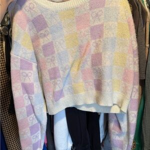 Alter’d State Pastel Checkered Women's Sweater
